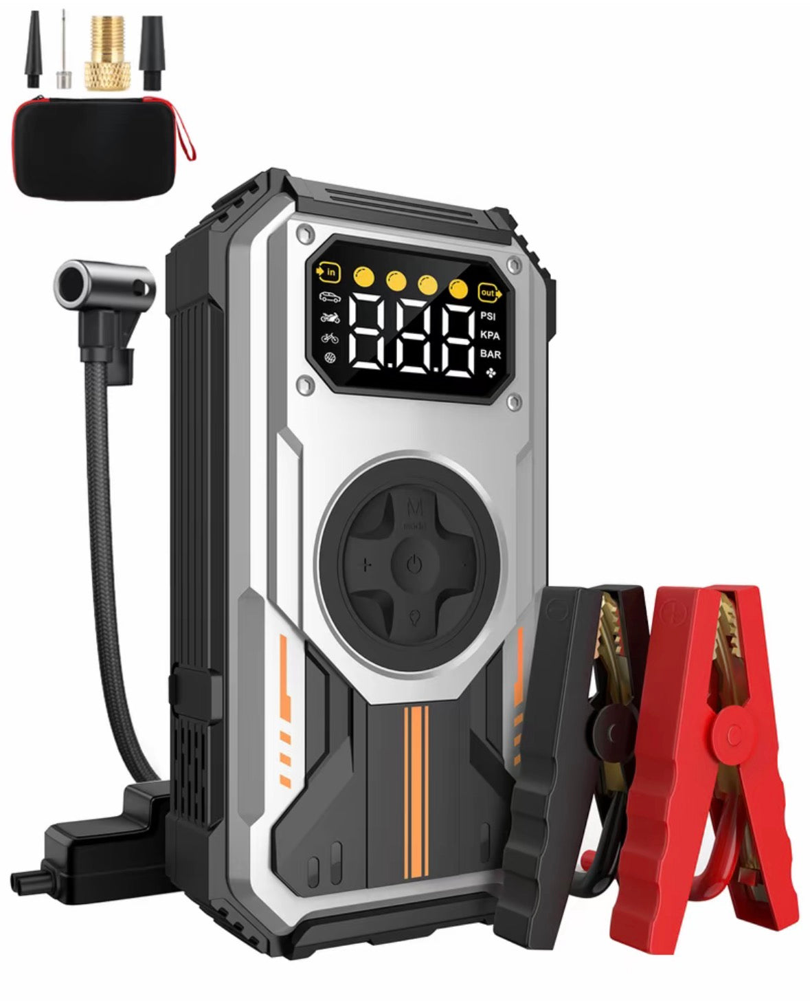 Arrancador de batería portátil para coche AUTVEL con compresor de aire, arrancador de batería de coche de 6000 A.