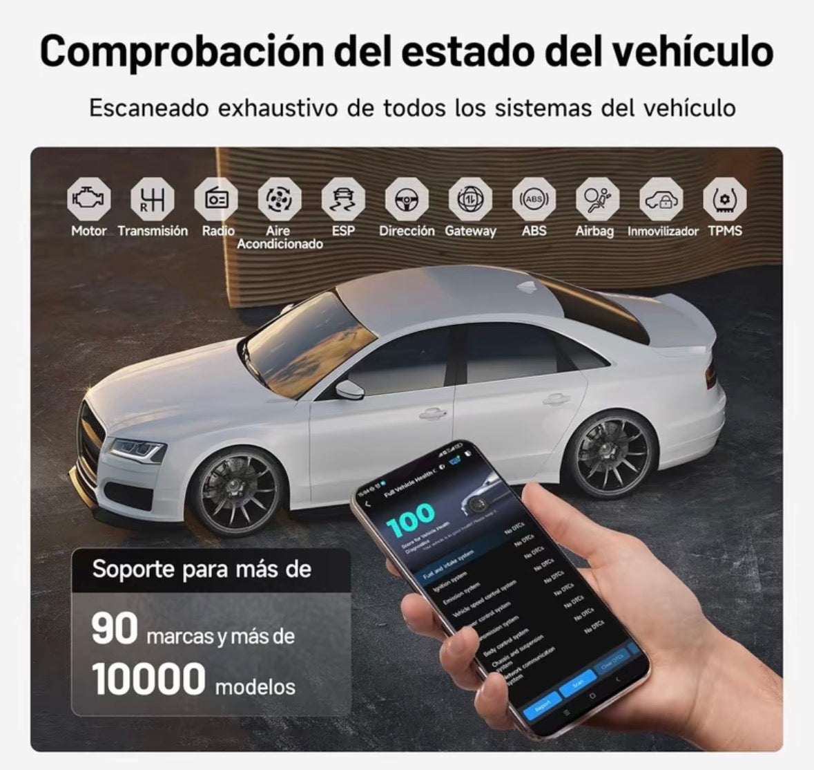Autvel OBD2 Diagnosis Bluetooth,Diagnosis Coche multimarca para IOS y Android.