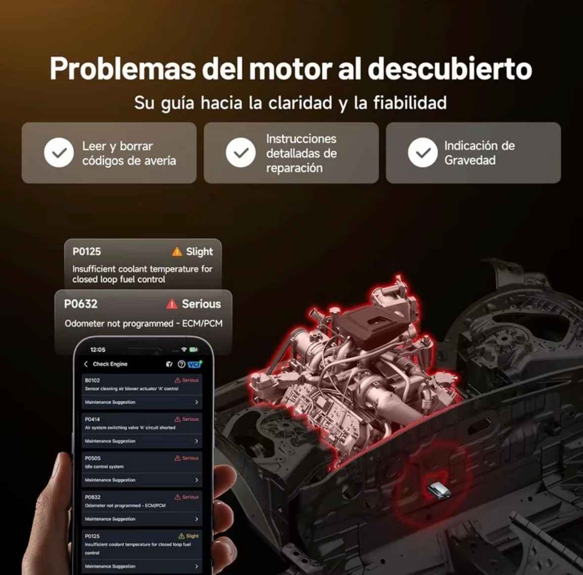 Autvel OBD2 Diagnosis Bluetooth,Diagnosis Coche multimarca para IOS y Android.