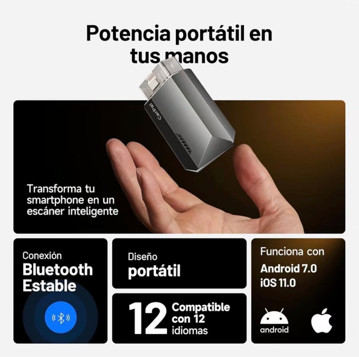 Autvel OBD2 Diagnosis Bluetooth,Diagnosis Coche multimarca para IOS y Android.